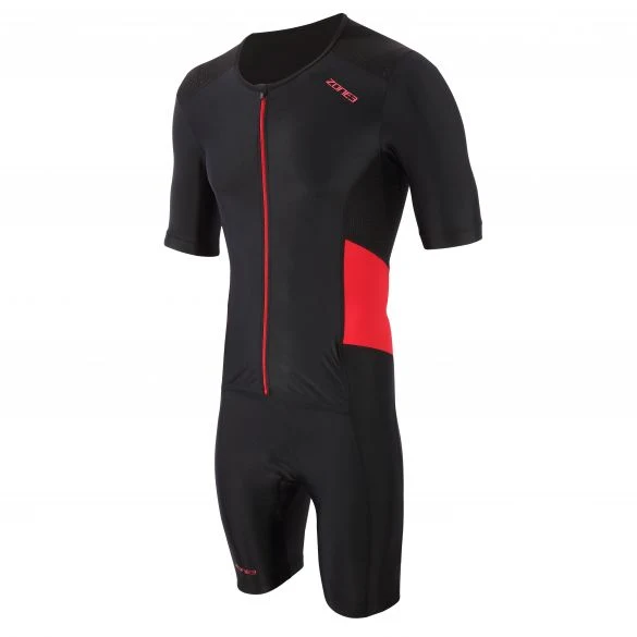 Zone3 Activate Short Sleeve Full Zip Trisuit, Herren, schwarz/rot