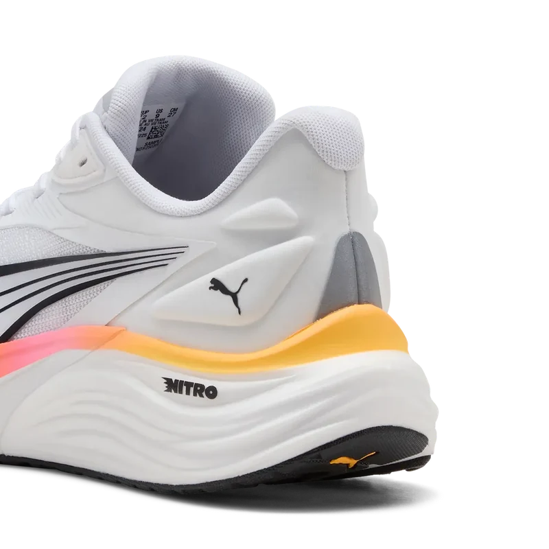 Puma Electrify Nitro 4, Laufschuhe, Herren, PUMA White/Poison Pink/Sun Stream, B - Ware, kein Umtausch