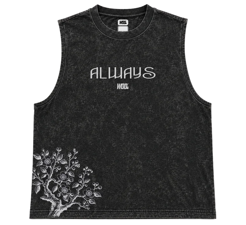 Playera Crop Tank Always Reborn Mineral Wash Negra
