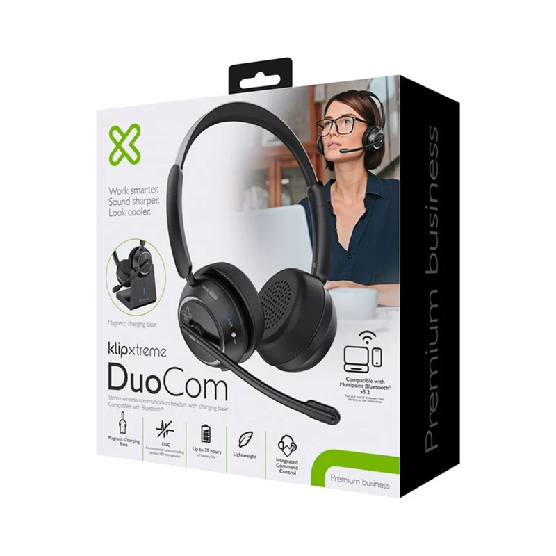 Klip Xtreme Audífonos Inalámbricos de Diadema DuoCom, KCH-910