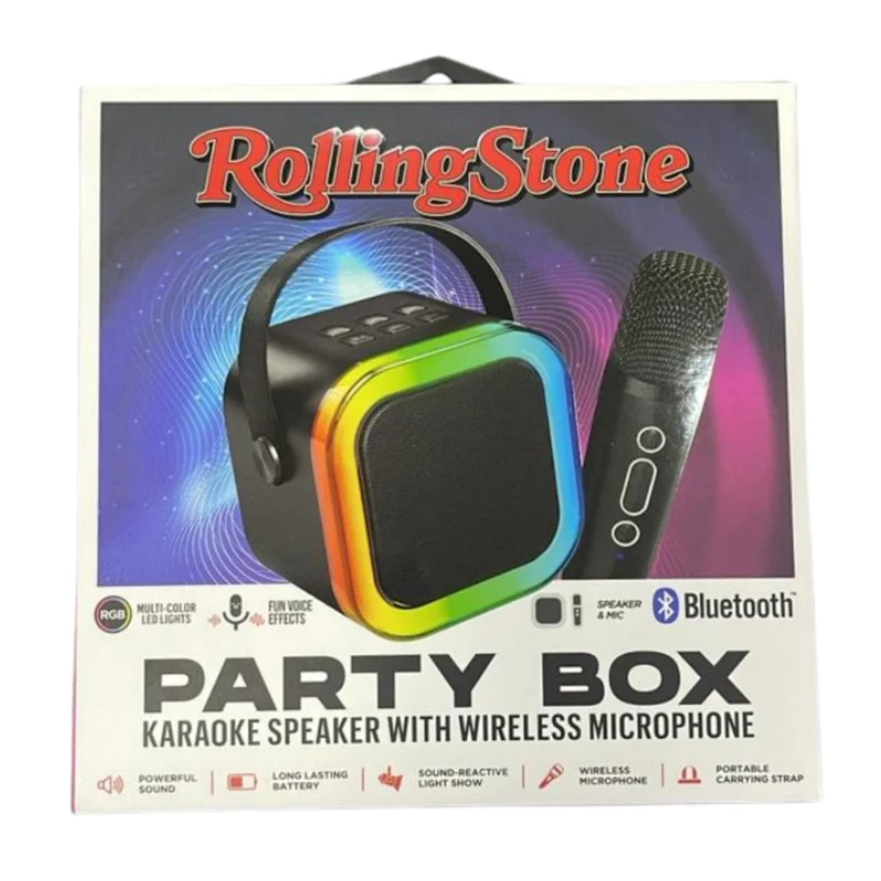 Rolling Stone Parlante Inalámbrico Portátil c/Micrófono Karaoke Party Box