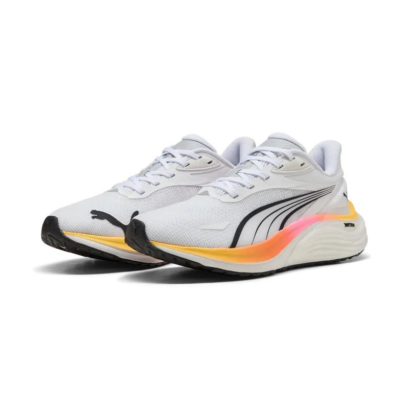 Puma Electrify Nitro 4, Laufschuhe, Damen, PUMA White/Sun Stream/Poison Pink