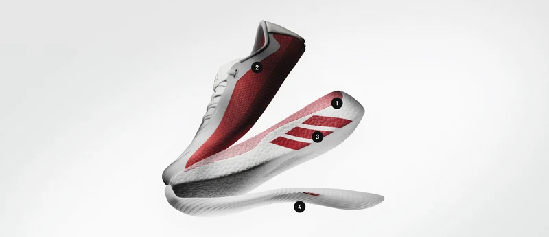 Adidas HYPERBOOST EDGE, Laufschuh, Herren, White/Petrol Metalic/Lucid Red