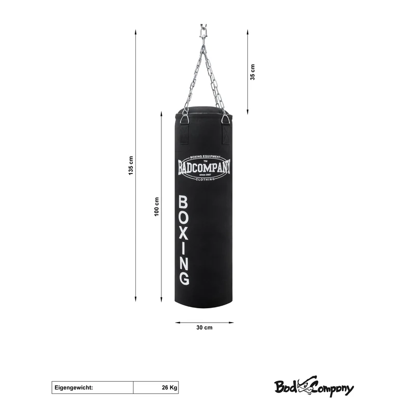 Canvas-Boxsack in schwarz mit Stahlkette