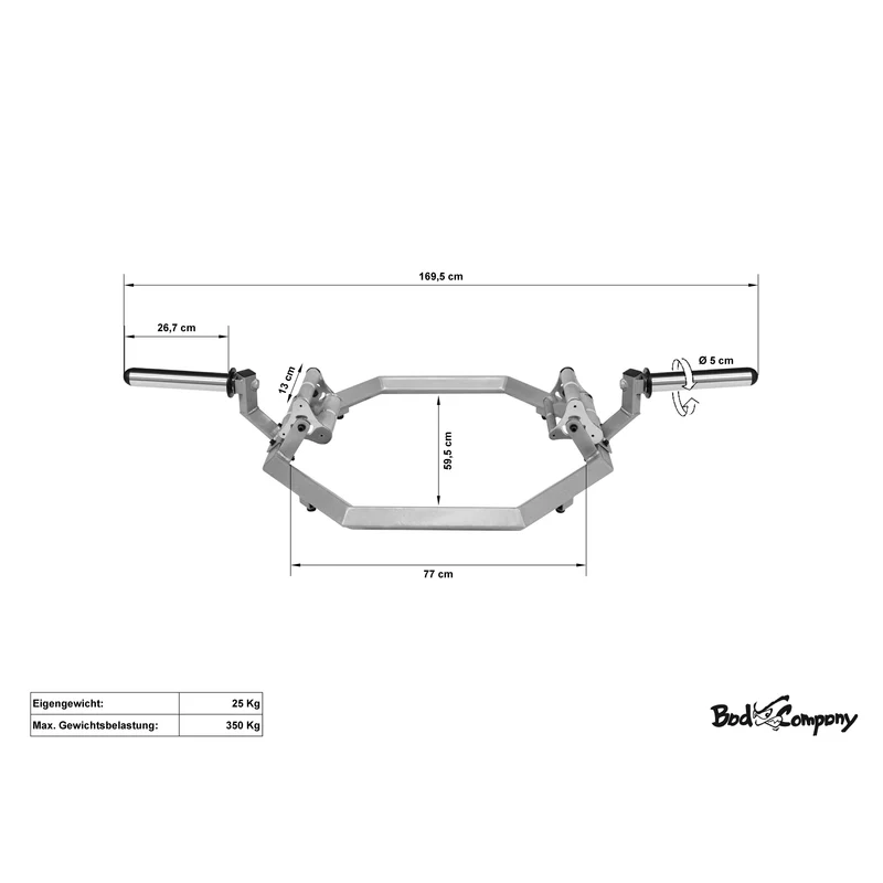 Elite Hexagon Hex Trap Bar Hantelstange Kniebeugen Kreuzheben inkl. Ver. 50/51mm