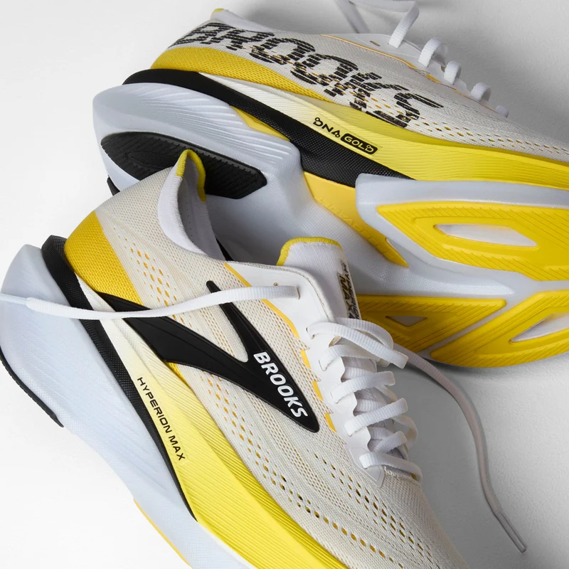 Brooks Hyperion Max 4, Laufschuhe, Herren, White/Cyber Yellow/Black
