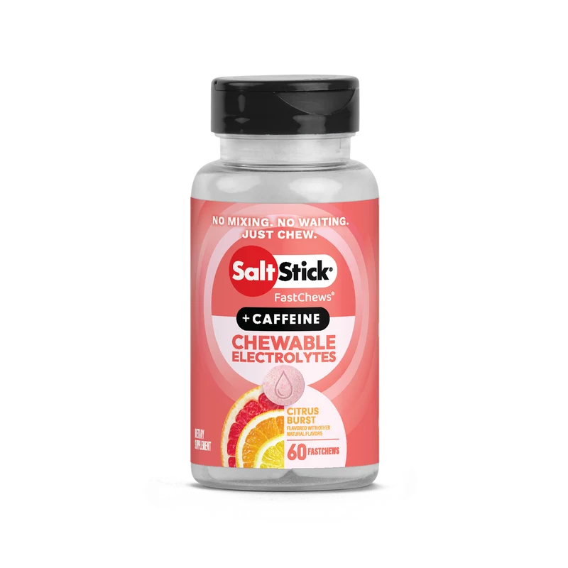 SaltStick Fastchews Citrus Burst + Caffeine, Elektrolyt-Kautabletten, 60 Stück, 96 g