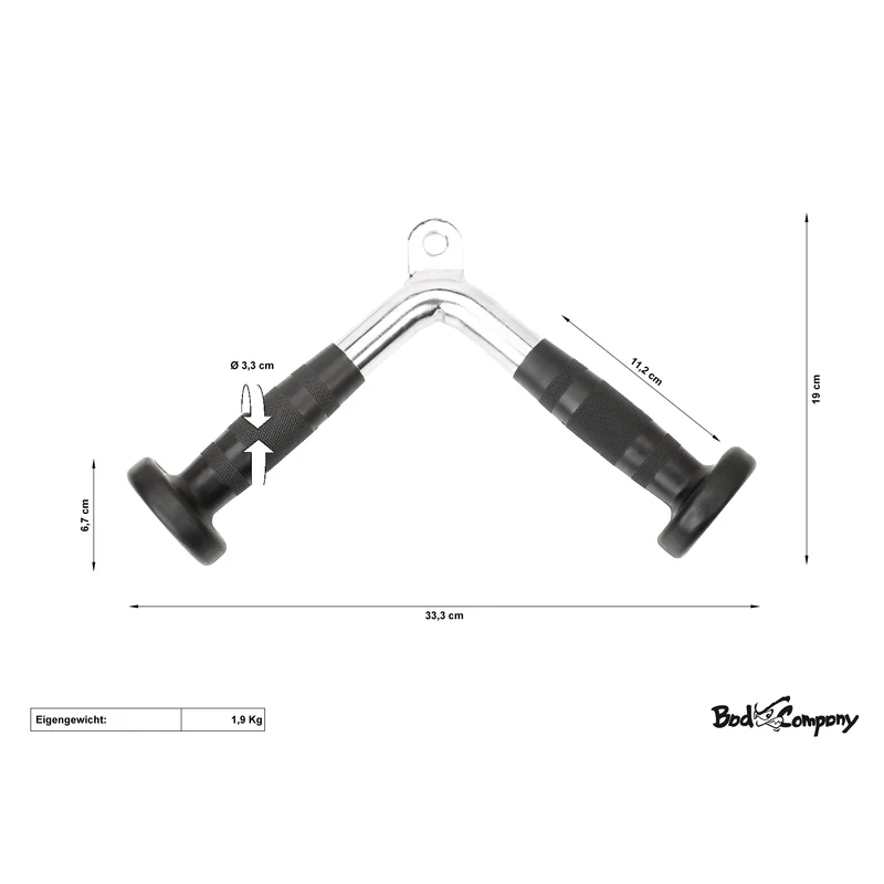 Trizep V-Griff schmal m. Gummi Hand-Grips