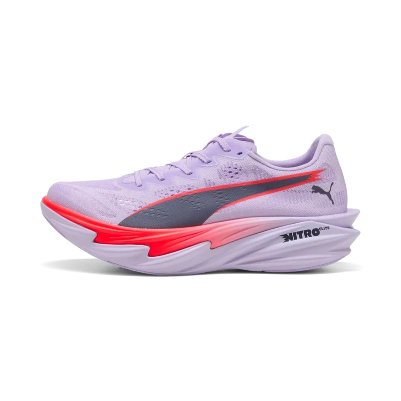 Puma Deviate Nitro Elite 4, Laufschuh, Damen, Light Lavender/Ultra Red/Inky Depths