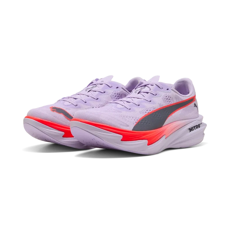 Puma Deviate Nitro Elite 4, Laufschuh, Damen, Light Lavender/Ultra Red/Inky Depths