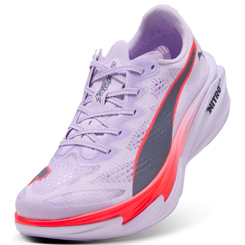 Puma Deviate Nitro Elite 4, Laufschuh, Damen, Light Lavender/Ultra Red/Inky Depths