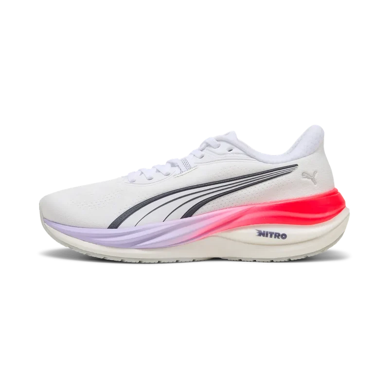 Puma Electrify Nitro 5, Laufschuhe, Damen, PUMA White/Ultra Red/Light Lavender
