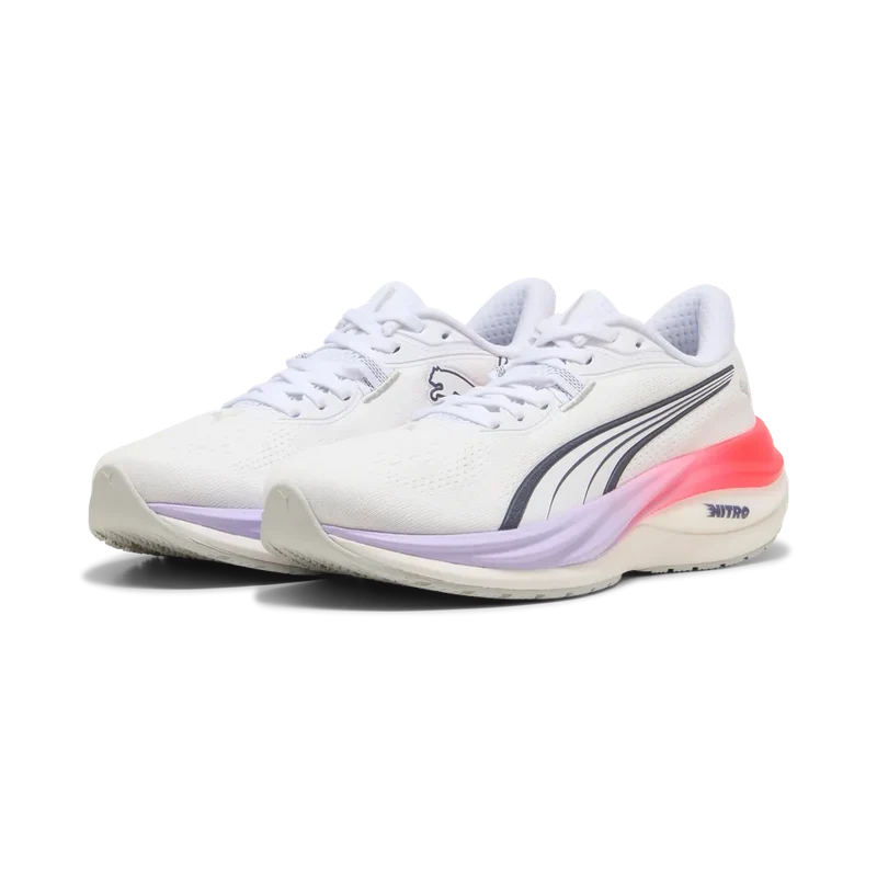 Puma Electrify Nitro 5, Laufschuhe, Damen, PUMA White/Ultra Red/Light Lavender