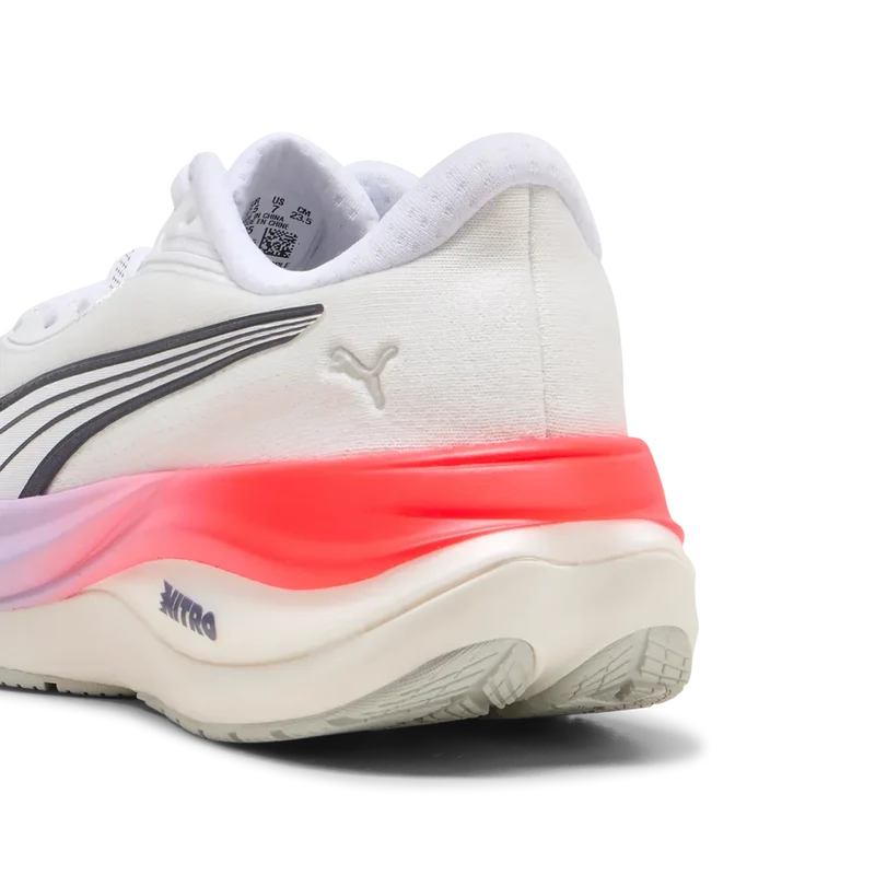 Puma Electrify Nitro 5, Laufschuhe, Damen, PUMA White/Ultra Red/Light Lavender