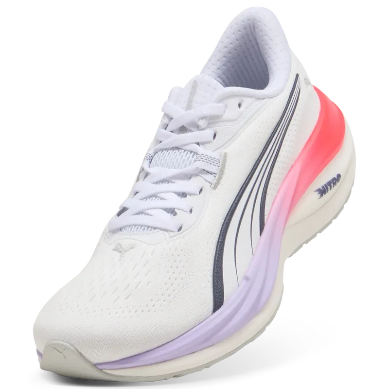 Puma Electrify Nitro 5, Laufschuhe, Damen, PUMA White/Ultra Red/Light Lavender