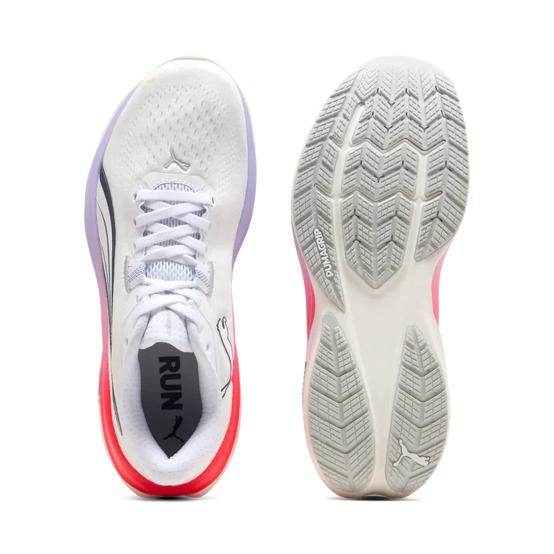 Puma Electrify Nitro 5, Laufschuhe, Damen, PUMA White/Ultra Red/Light Lavender