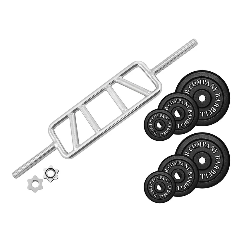 Guss Hantel-Set 25,5 Kg Trizephantelstange Gewichte Rahmenhantel