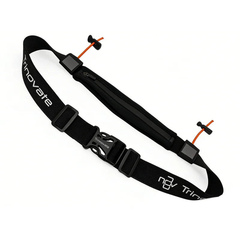 Trinovate Race Belt with Lycra Pocket Ultra Edition, Startnummernband mit Tasche, Midnight Black