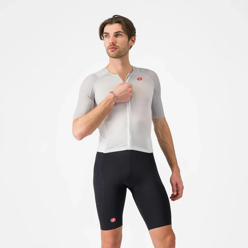 Castelli Free Sanremo 3 Short Sleeve Trisuit, Herren, White/Black