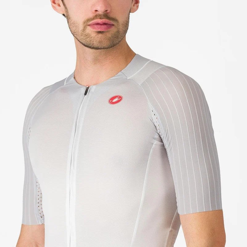 Castelli Free Sanremo 3 Short Sleeve Trisuit, Herren, White/Black