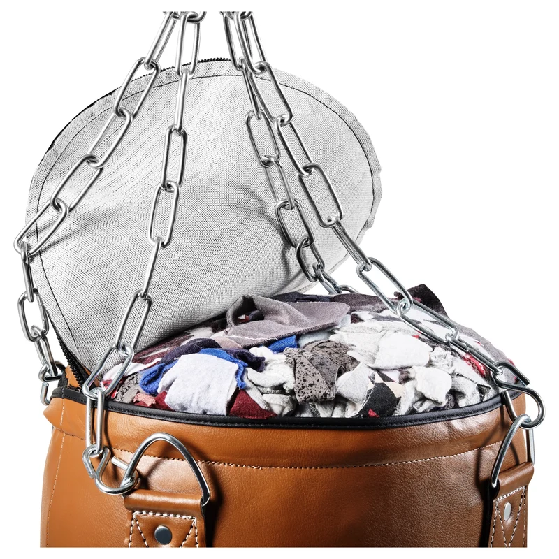 Retro Boxsack aus Kunstleder mit Stahlkette