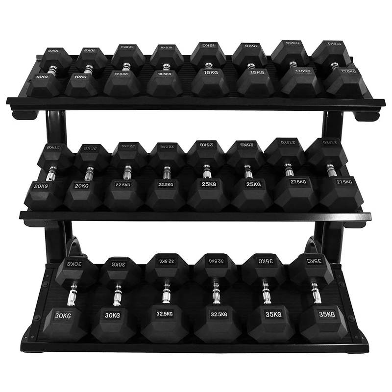 Heavy Duty Hexagon Kurzhantel Studio Satz von 10 - 35Kg (11 Paar) inkl. Ablage