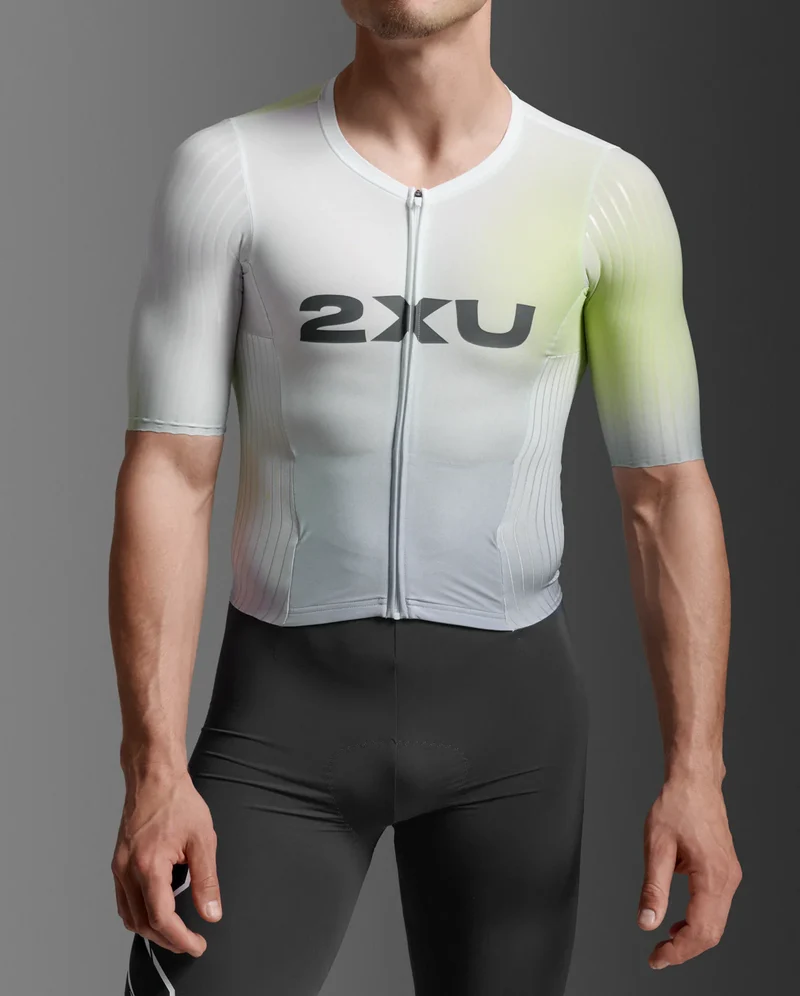 2XU Light Speed React Sleeved Trisuit, Herren, Cool Matcha/India Ink