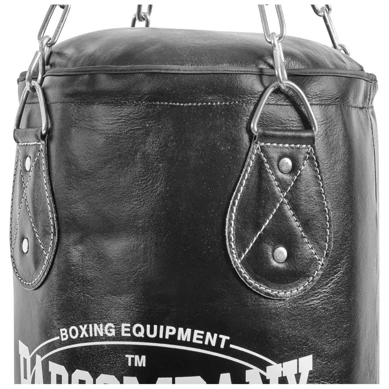 Boxsack 180 x 35 cm gefüllt aus Leder mit Stahlkette