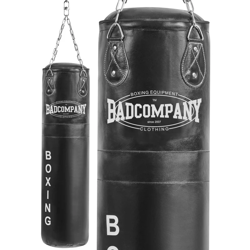 Boxsack 80 x 35 cm ungefüllt aus Leder mit Stahlkette
