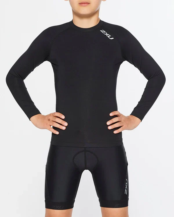 2XU Core Youth Compression Longsleeve, Kinder, Black/Silver