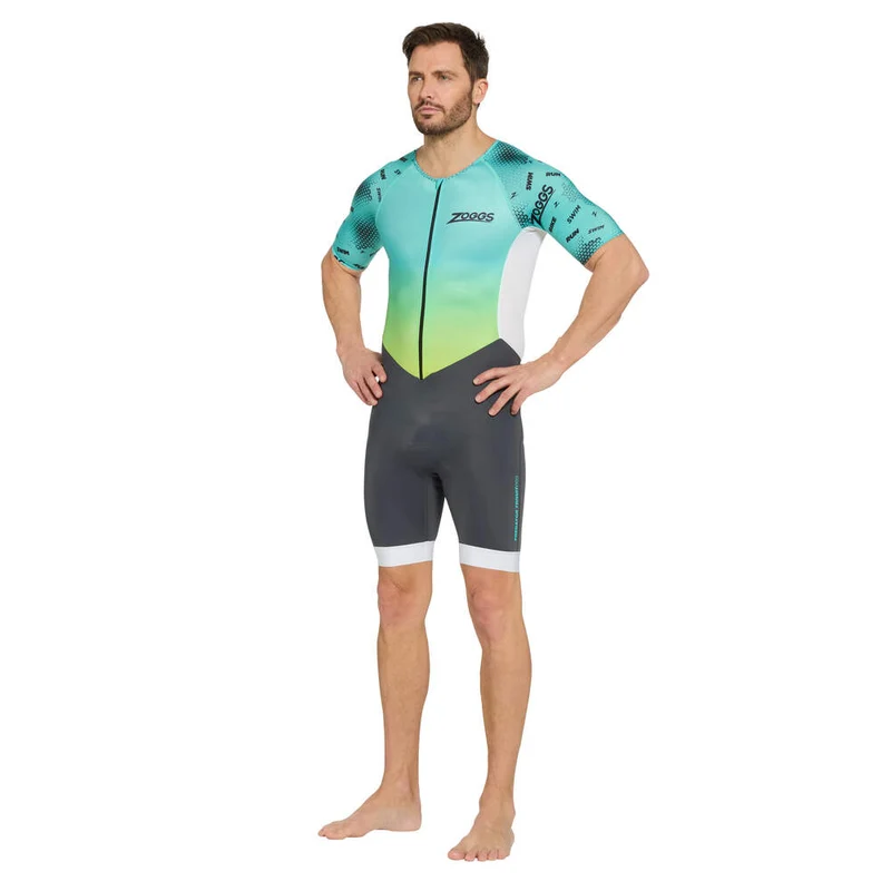Zoggs Predator Trisuit Pro Man, Herren, Grey/Turquoise/White