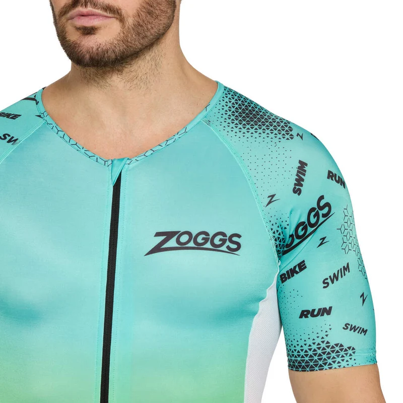 Zoggs Predator Trisuit Pro Man, Herren, Grey/Turquoise/White
