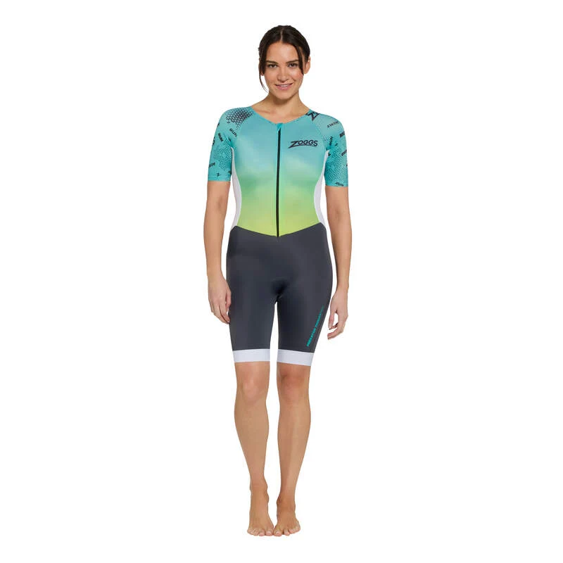 Zoggs Predator Trisuit Pro Lady, Damen, Grey/Turquoise/White