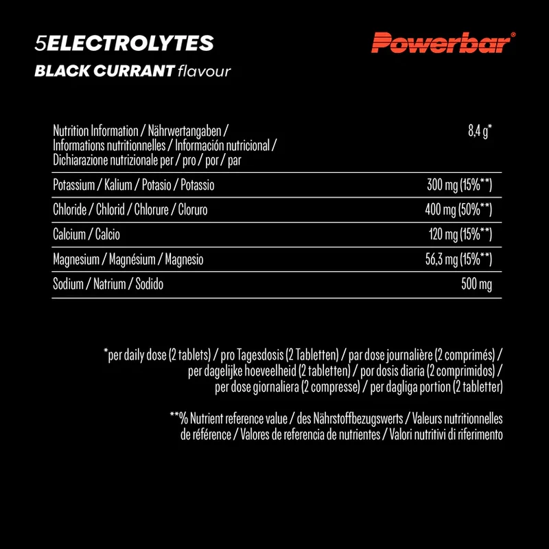 Powerbar 5 Electrolytes, Black Currant, Schwarze Johannisbeere, 10 Tabs