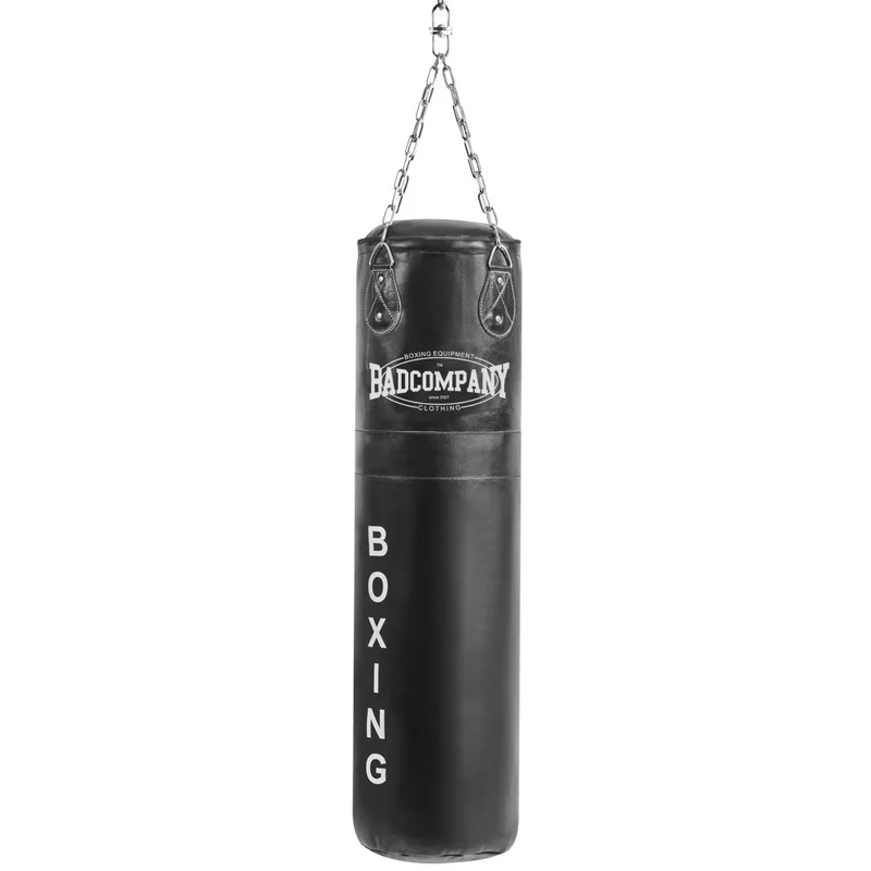 Boxsack 120 x 35 cm ungefüllt aus Leder mit Stahlkette