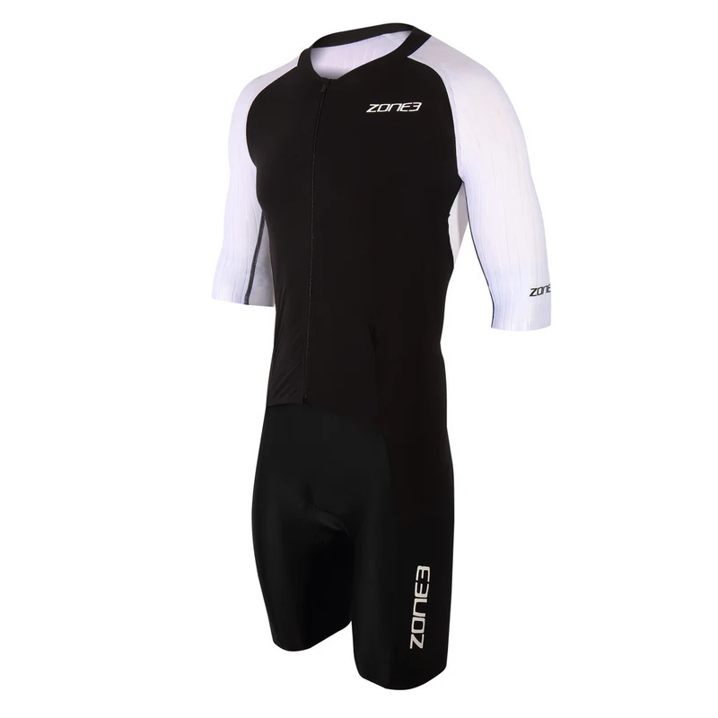 Men's Lava Long Distance Full Zip Short Sleeve Aero Trisuit, Herren, black/white
