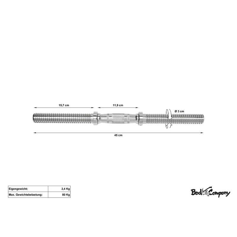 Profi Kurzhantelstangen 45cm inkl. Ergo-Griffen 30/31mm