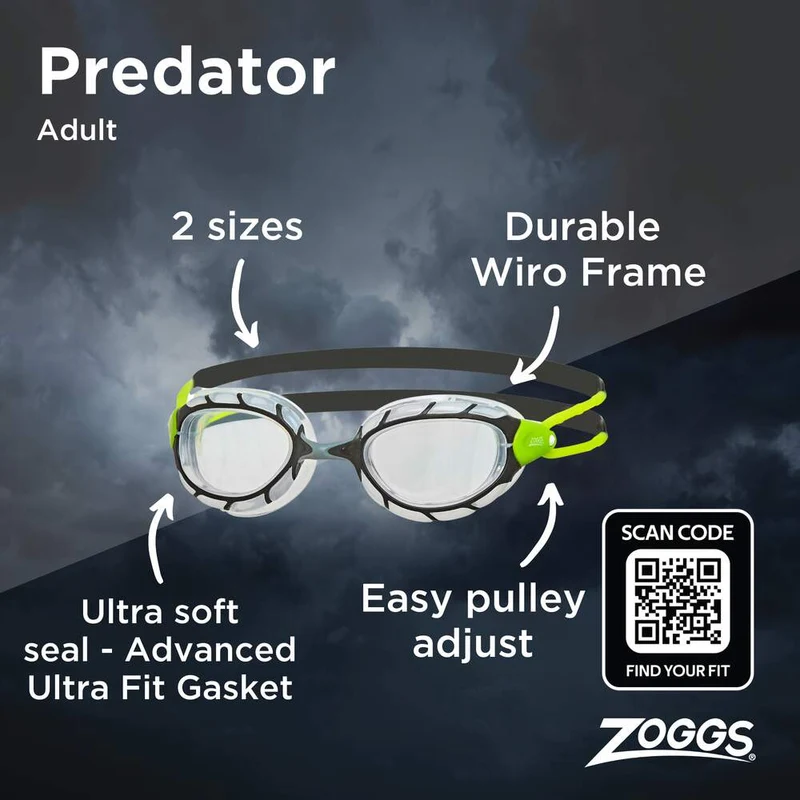 Zoggs Predator, Schwimmbrille, green/clear/tint smoke, grün