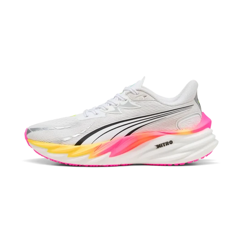 Puma Velocity NITRO™ 4, Laufschuh, Damen, Puma White/Glowing Red/Poison Pink