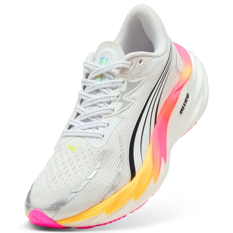 Puma Velocity NITRO™ 4, Laufschuh, Damen, Puma White/Glowing Red/Poison Pink