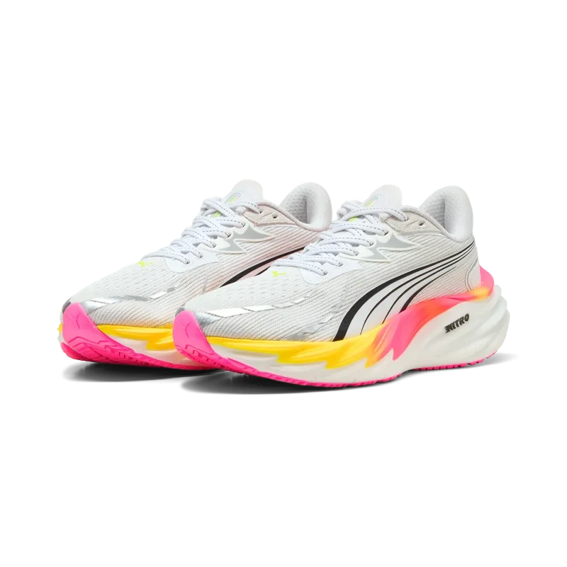 Puma Velocity NITRO™ 4, Laufschuh, Damen, Puma White/Glowing Red/Poison Pink