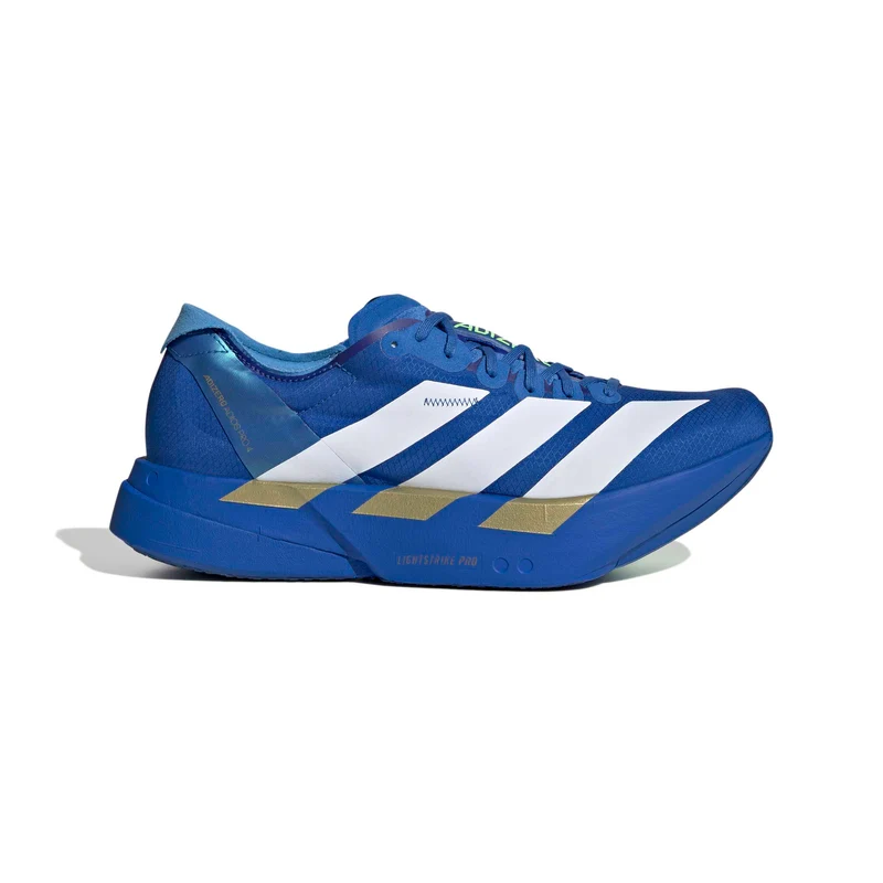 Adidas ADIZERO ADIOS PRO 4, Laufschuh, Herren, Blue/White/Lime Burst