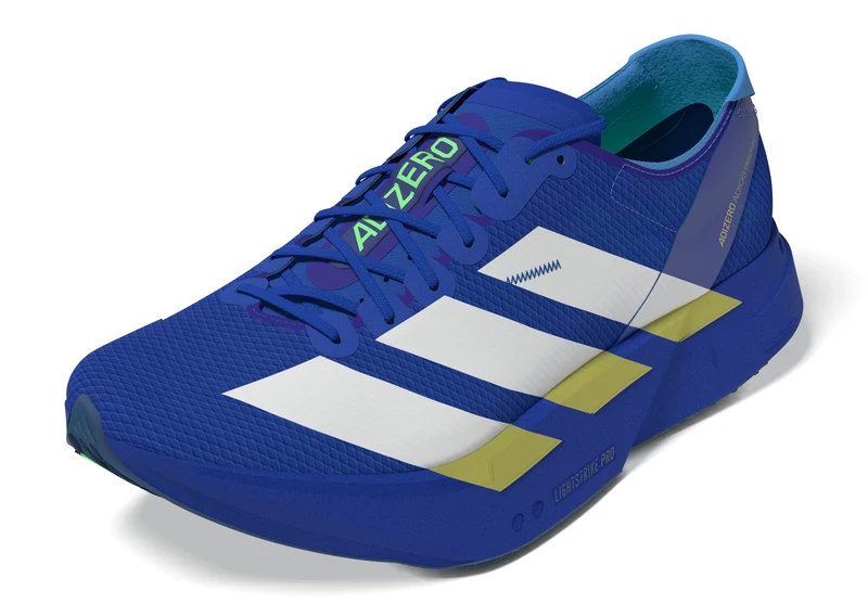Adidas ADIZERO ADIOS PRO 4, Laufschuh, Herren, Blue/White/Lime Burst