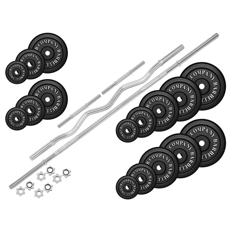 Guss Hantel-Set 105,5 Kg Langhantel SZ-Hantel Curlstange Gewichte