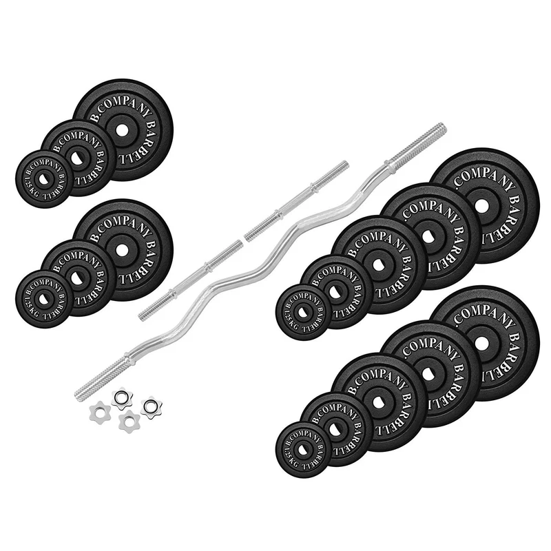 Guss Hantel-Set 96,5 Kg SZ-Hantel Curlstange Gewichte Kurzhanteln
