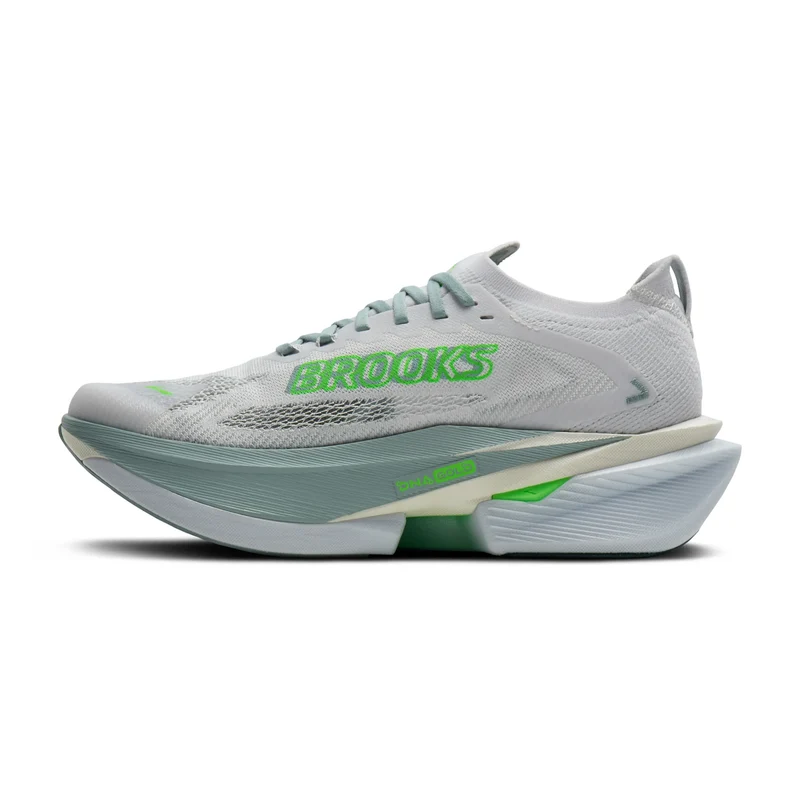 Brooks Hyperion Max 3, Laufschuhe, Herren, White/Gray Mist/Green