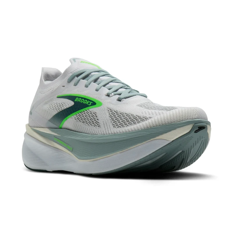 Brooks Hyperion Max 3, Laufschuhe, Herren, White/Gray Mist/Green