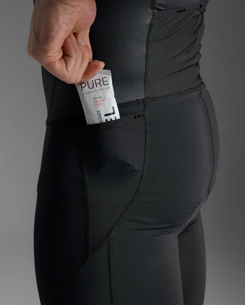 2XU Core Sleeved Trisuit, Herren, Black/White