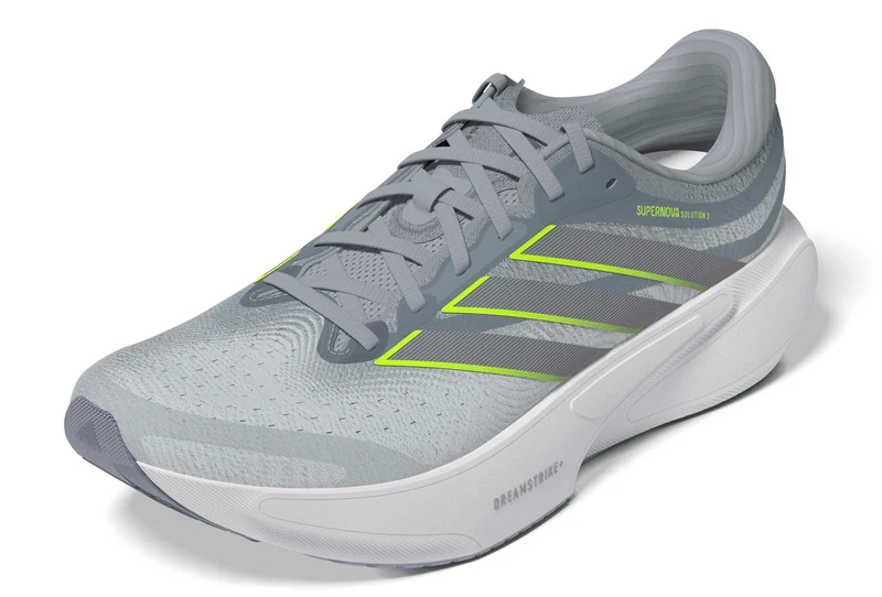 Adidas Supernova Solution 3, Laufschuh, Herren, Crystal White/Iron Metallic/Solar Yellow