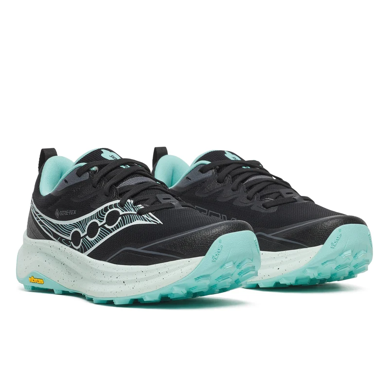 Saucony Peregrine 16 GTX, Damen, Black/Aqua
